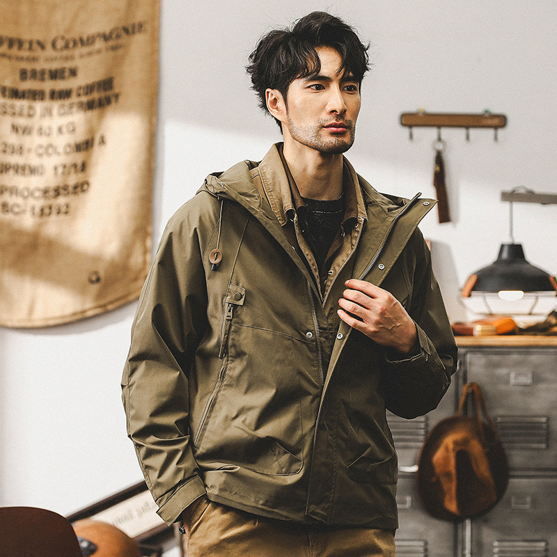 傑雷諾美式潮牌戶外機能沖鋒衣男外套春秋寬松防風防水連帽夾克男