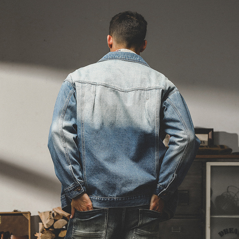 美式經典復古牛仔外套男秋冬款水洗做舊寬鬆潮流休閒男士工裝夾克