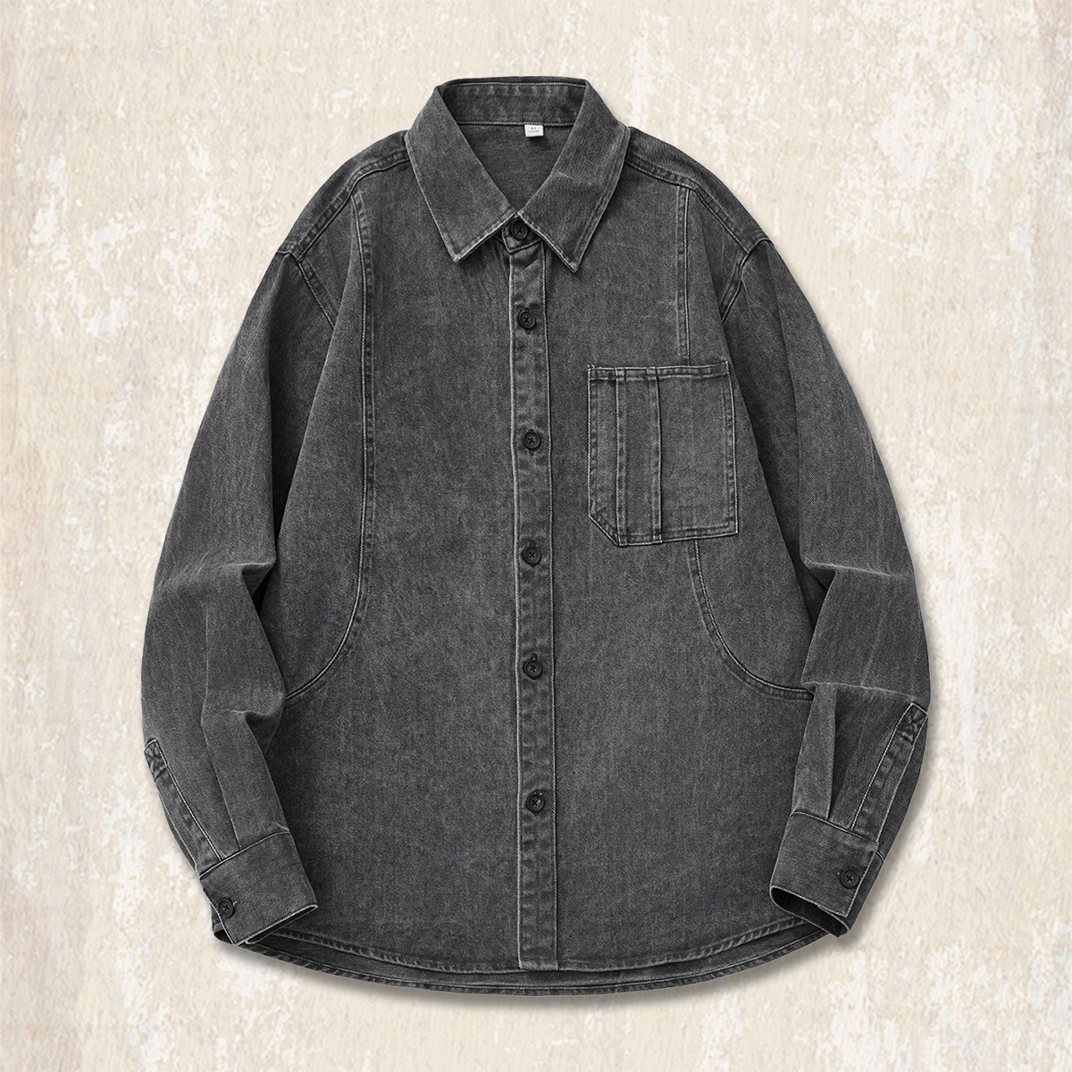 美式復古工裝襯衫男長袖秋季潮牌寬鬆休閒外套男春秋男裝襯衣