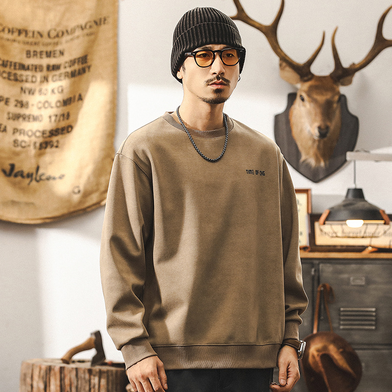 美式復古350g重磅衛衣男秋季新款潮牌雲霧炒洗做舊寬鬆休閒上衣男