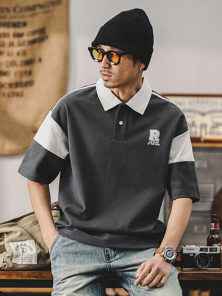 高級感280g重磅雙面棉男士T恤短袖夏季美式潮牌休閒polo衫男上衣