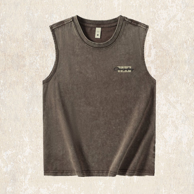 美式復古260g重磅T恤男夏季2025新款無袖坎肩寬鬆運動健身背心男T