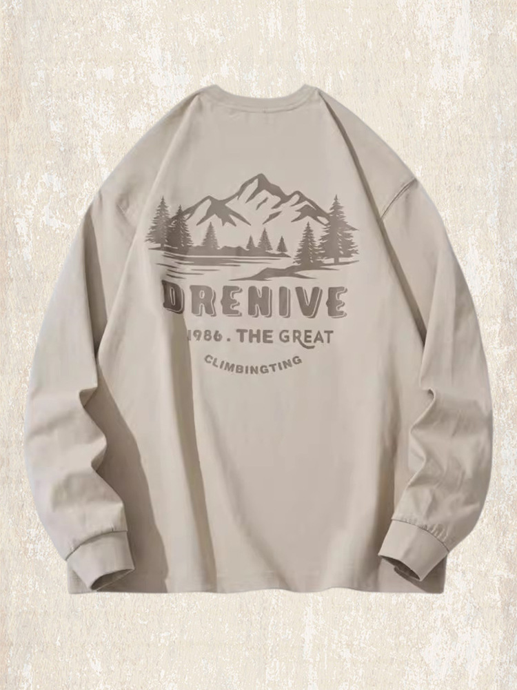 美式重磅複古長袖t恤男2024新款潮牌秋季上衣寬松大碼衣服男