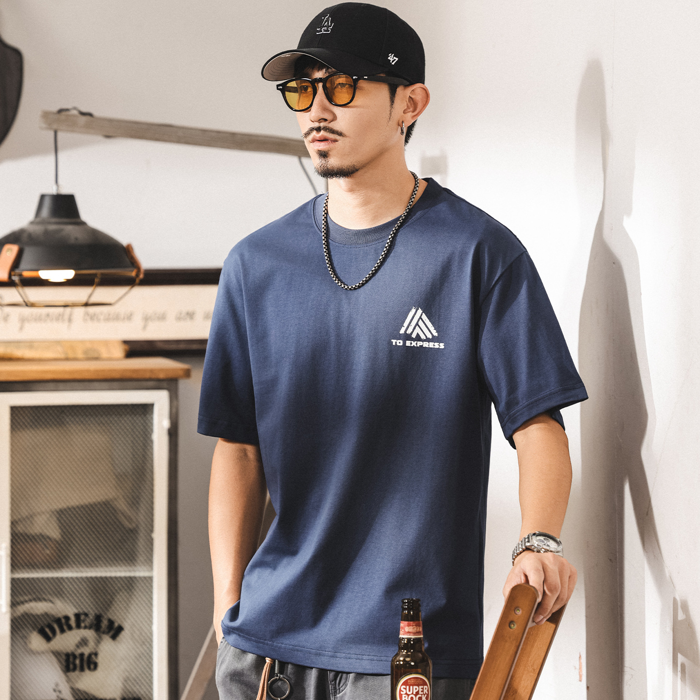 美式短袖t恤男夏季新款時尚潮流印花半袖體恤男寬鬆休閒上衣