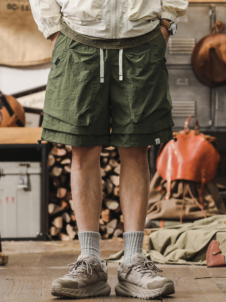 夏季涼感工裝短褲男戶外防水速乾運動機能大口袋男潮流休閒五分褲