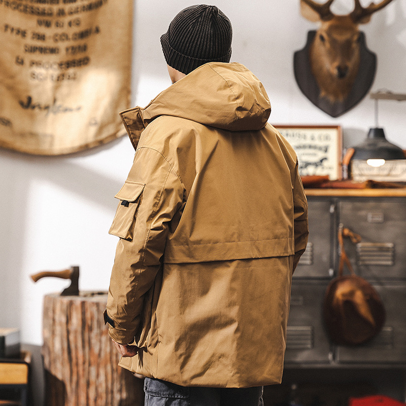 新國標85白鴨絨中長款羽絨服男冬季加厚2024新款戶外連帽工裝外套