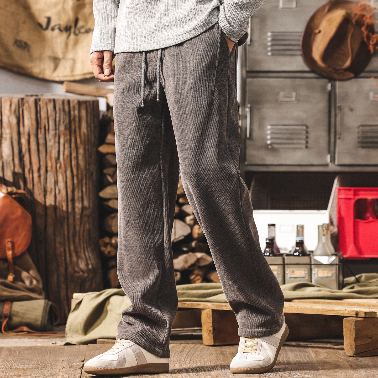 美式復古重磅燈芯絨褲子男士休閒褲2026新款冬季加厚寬鬆直筒長褲