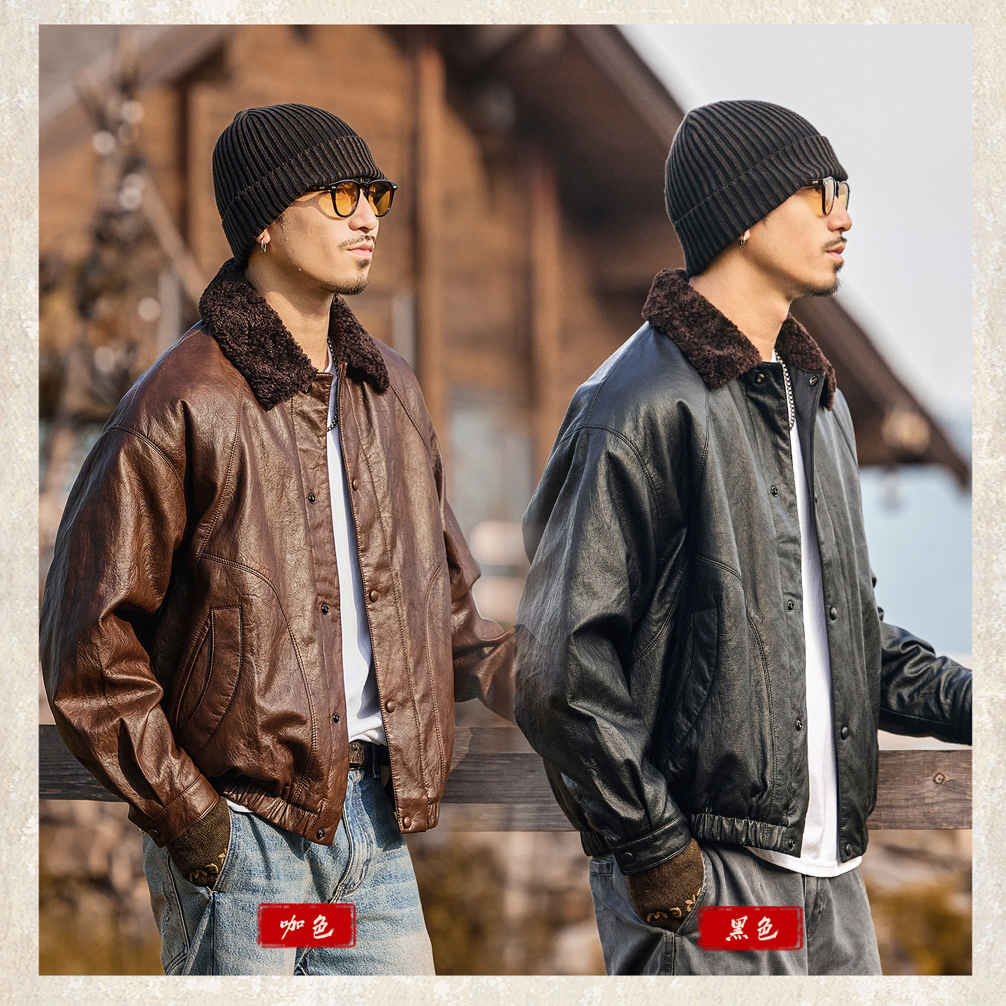 美式加厚羊羔絨棉服男冬季潮流機車皮衣男士棉襖保暖棉衣加絨外套