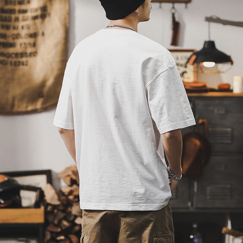 美式重磅男士短袖T恤夏季寬鬆大碼男裝2024新款寬鬆體恤男款