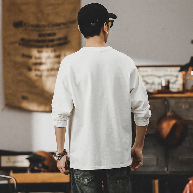 春季新款260g重磅白色T恤男長袖男士2024新款潮牌寬鬆打底衫
