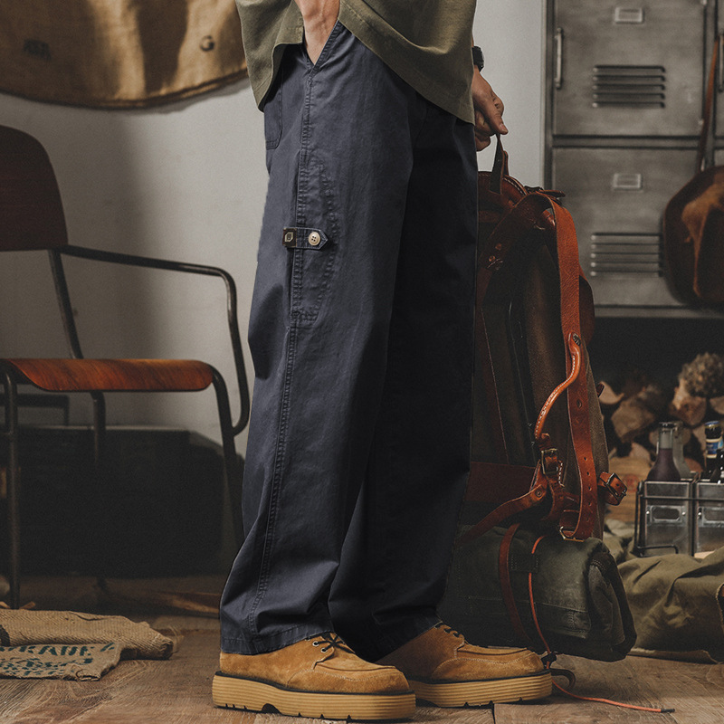 傑雷諾美式工裝褲子男春秋款寬鬆潮牌男士休閒褲秋季闊腿直筒褲男