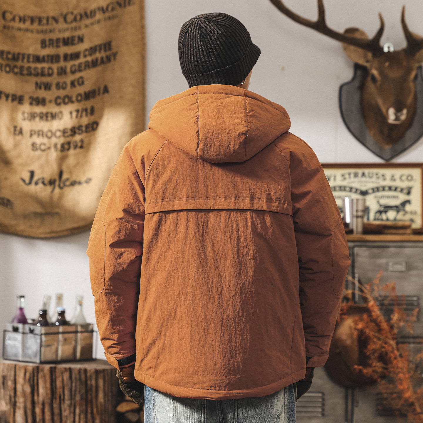 美式復古高充絨90純白鴨絨工裝羽絨服男冬季加厚保暖禦寒男士外套