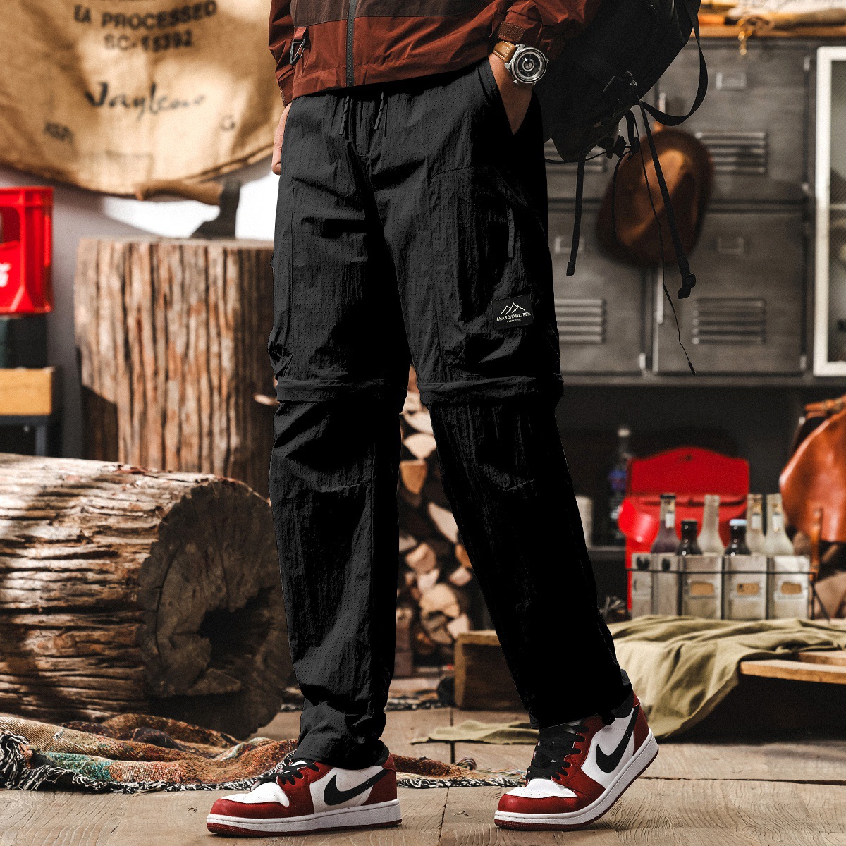 冰絲涼感薄款工裝褲子男夏季可拆卸機能風戶外徒步長褲速干休閒褲