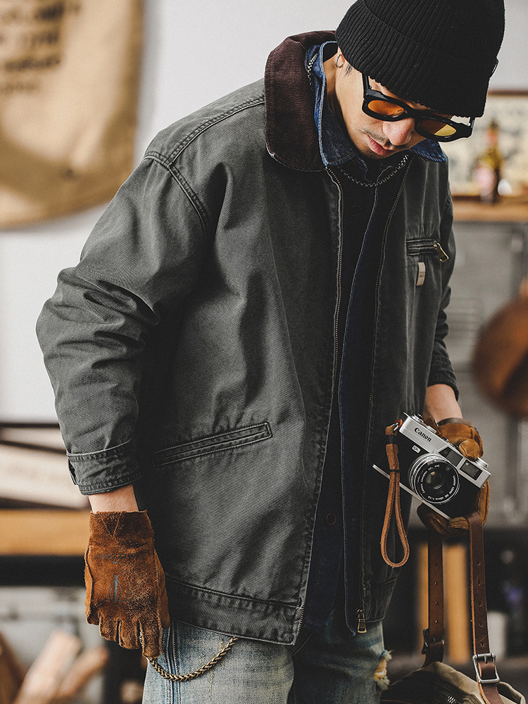 美式經典密歇根工裝夾克男春秋潮牌痞帥復古底特律獵裝硬漢外套男