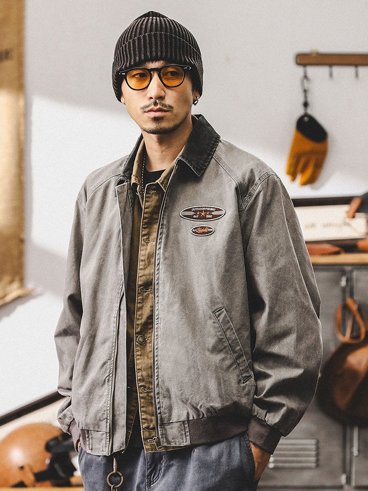 美式復古工裝底特律夾克男秋季潮牌獵裝硬核寬鬆休閒外套男春秋款