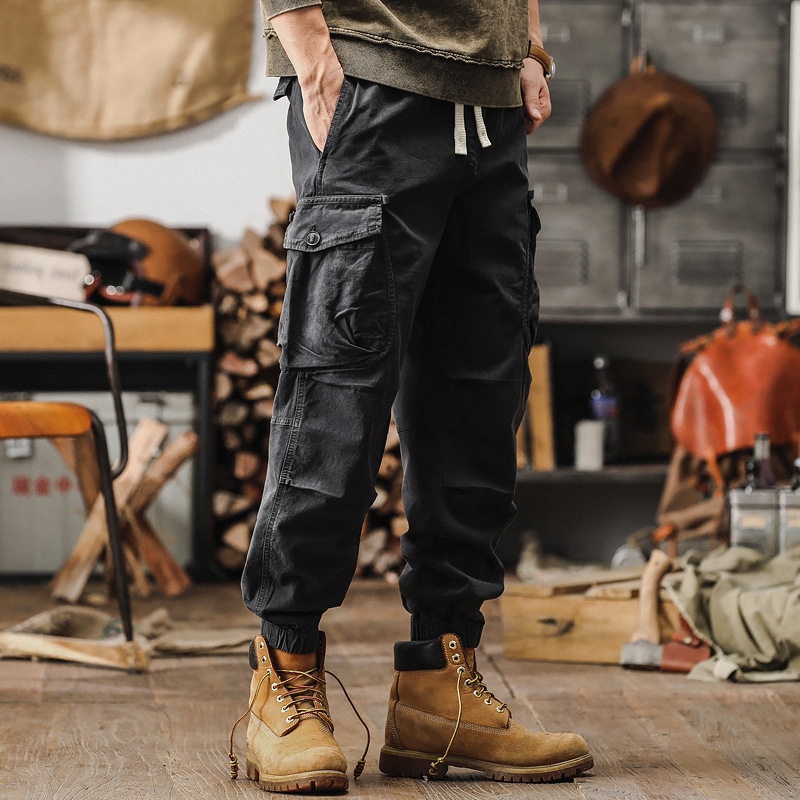美式重磅復古工裝褲子男春季潮牌寬鬆直筒硬漢獵裝戰術男士休閒褲