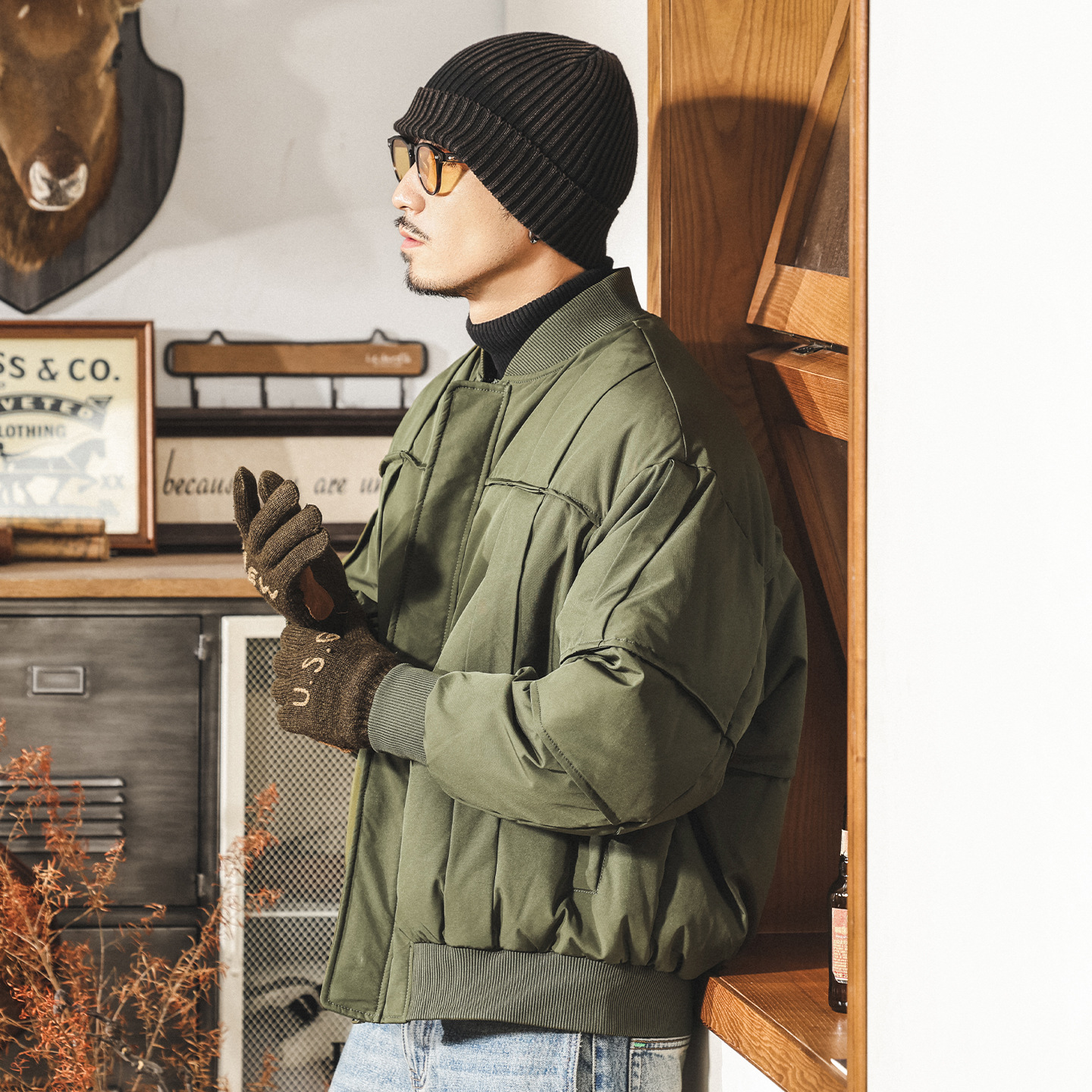 美式復古純白鴨絨工裝羽絨服男冬季加厚軍事風外套男保暖麪包服男