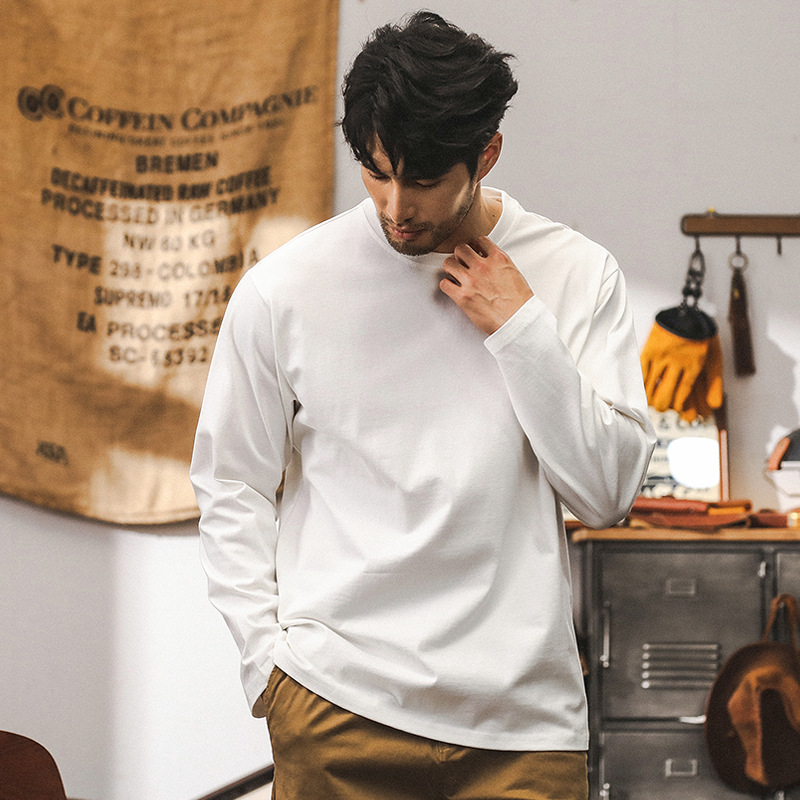 杰雷諾美式復古260g重磅長袖男T恤男秋季2024新款寬鬆上衣T打底衫