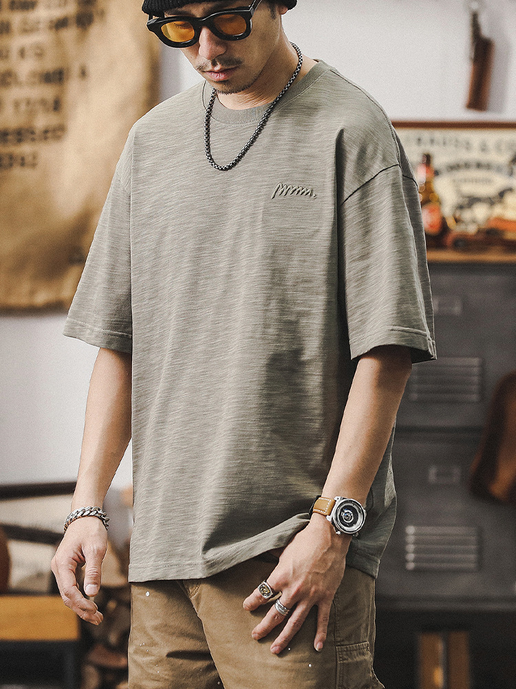 美式重磅男士短袖T恤夏季寬鬆大碼男裝2024新款寬鬆體恤男款