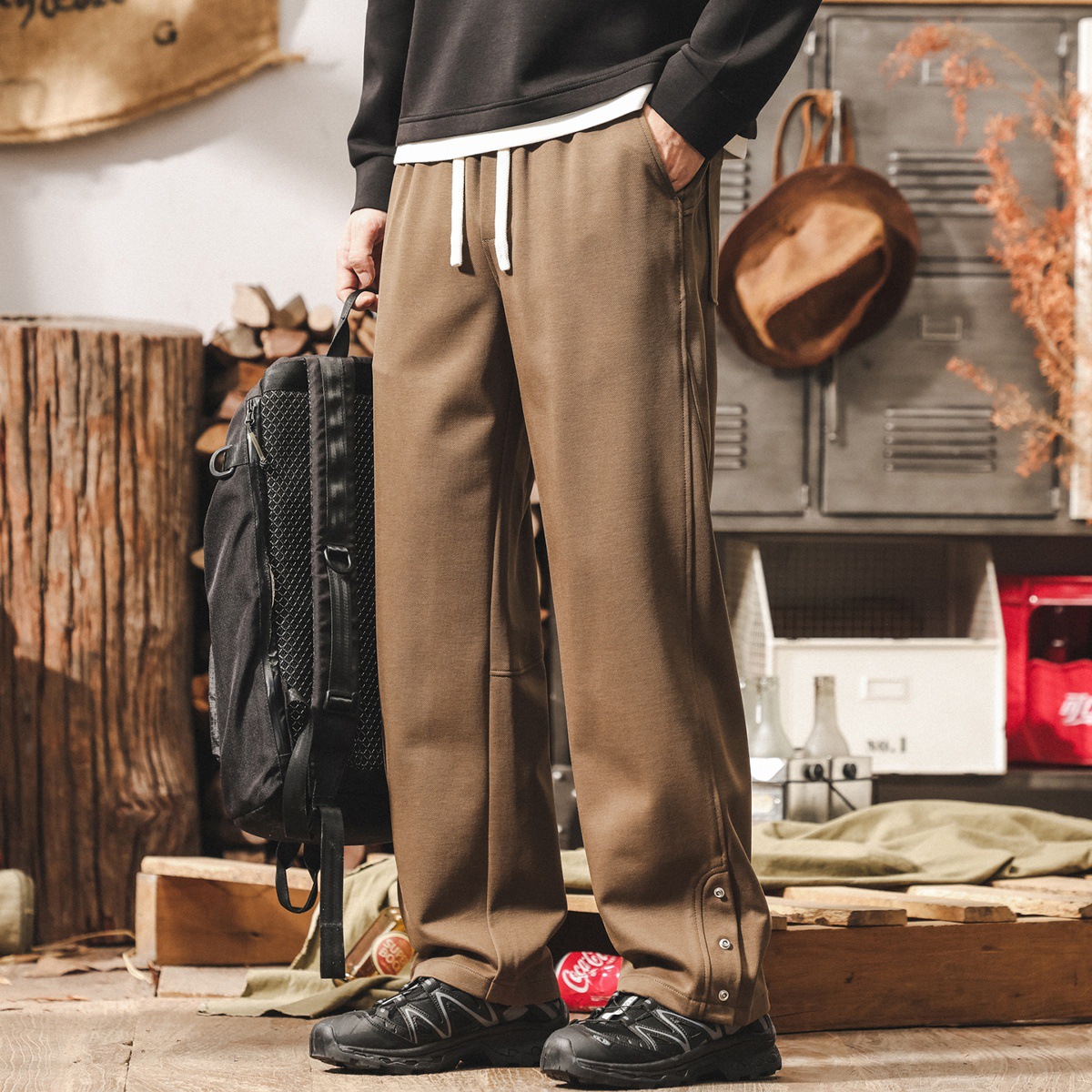 美式重磅復古萊賽爾垂感秋冬褲子男款寬鬆高級感休閒褲男直筒長褲