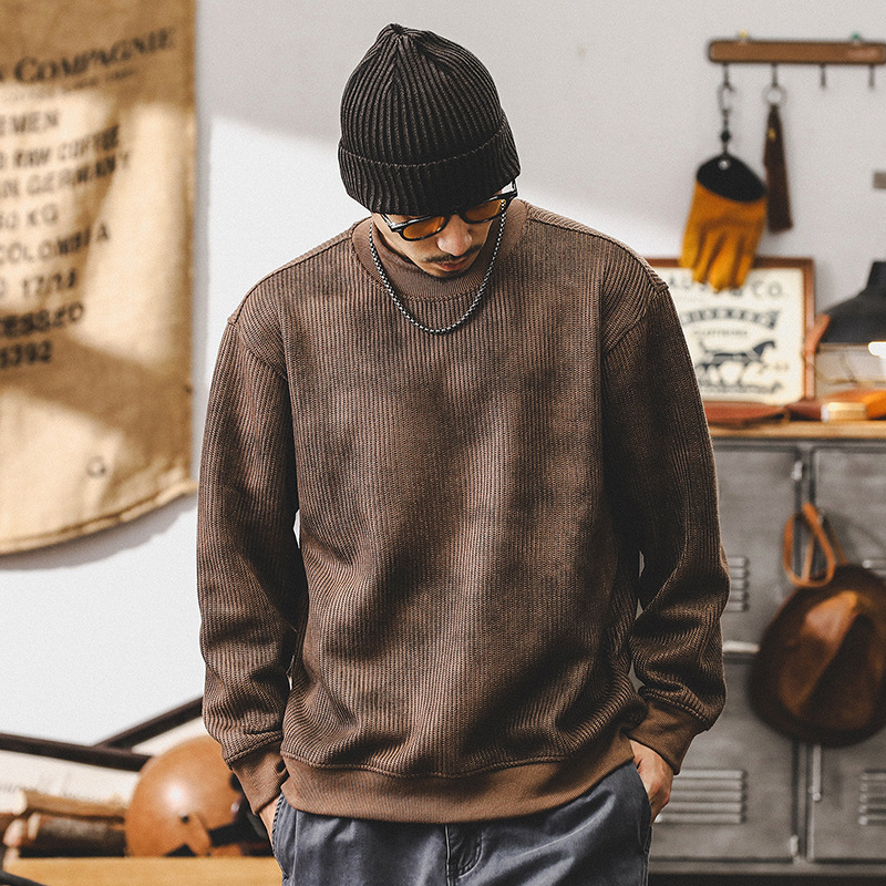 杰雷諾美式重磅復古外套男春秋款潮牌半高領衛衣男秋季慵懶針織衫