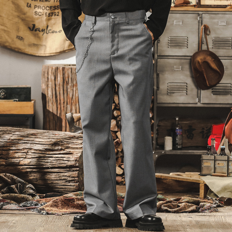 輕熟商務休閒西褲男春季2025新款寬鬆闊腿褲男通勤男士休閒長褲子