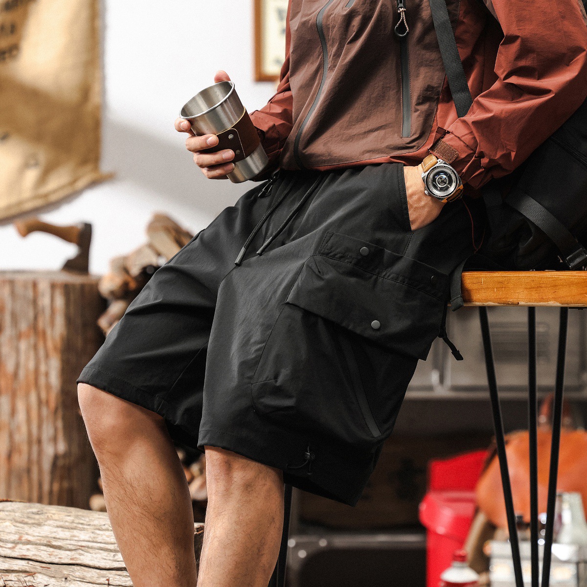 美式復古夏季潮牌工裝短褲男士2025新款寬鬆直筒戶外機能五分褲男