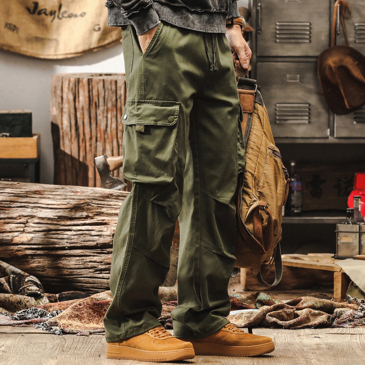 美式機能傘兵工裝褲子男秋季新款潮牌戶外通勤長褲寬鬆男士休閒褲