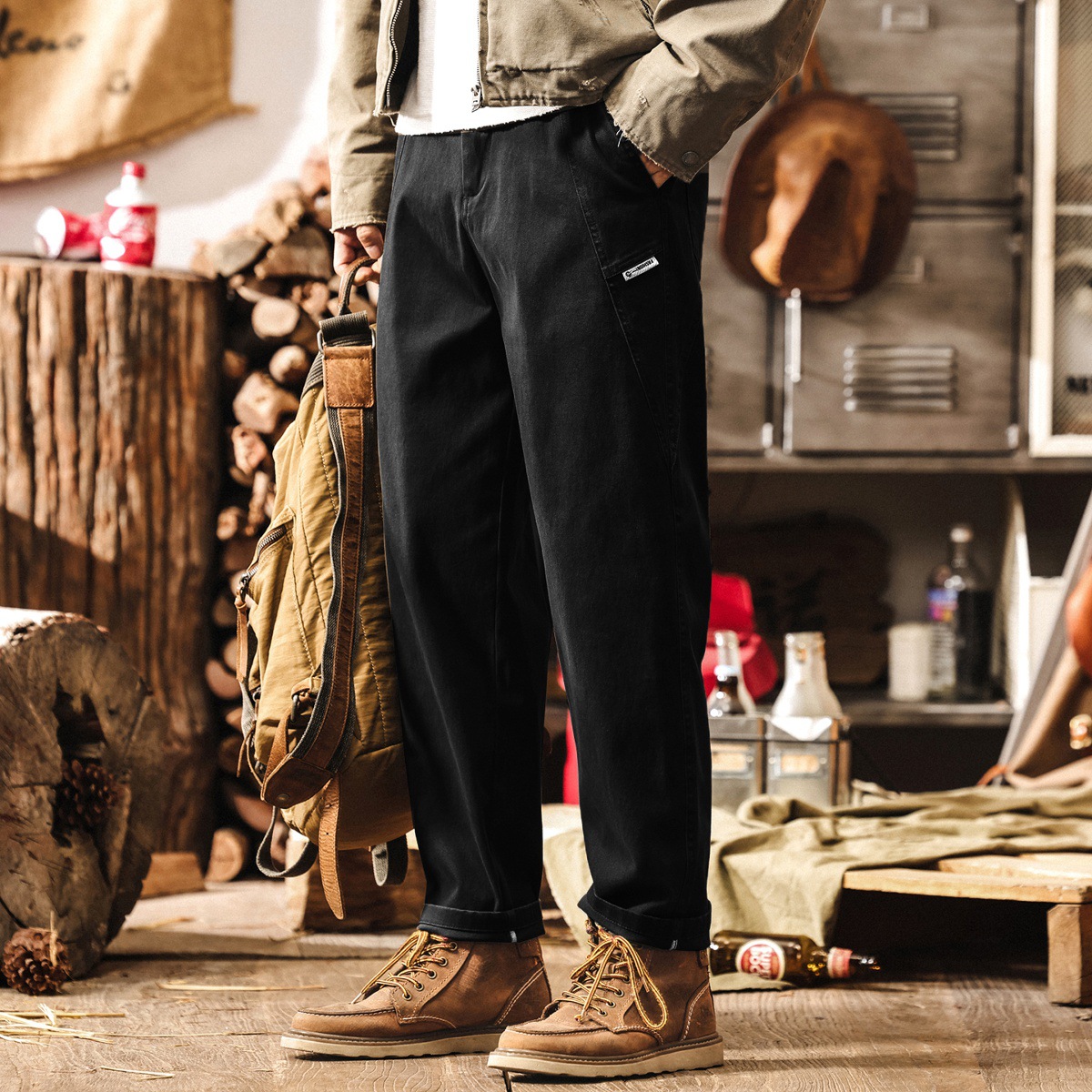 美式復古工裝褲男2025新款簡約褲子男秋季寬鬆直筒潮牌男士休閒褲