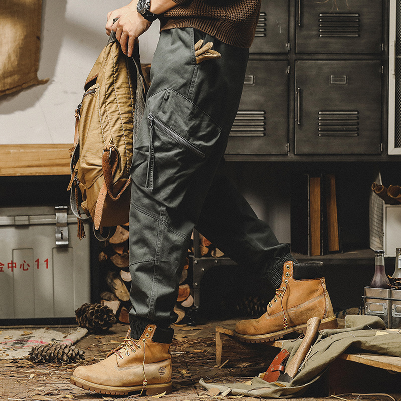 杰雷諾美式復古工裝褲男潮牌2023年秋冬款寬鬆直筒束腳休閒褲子男