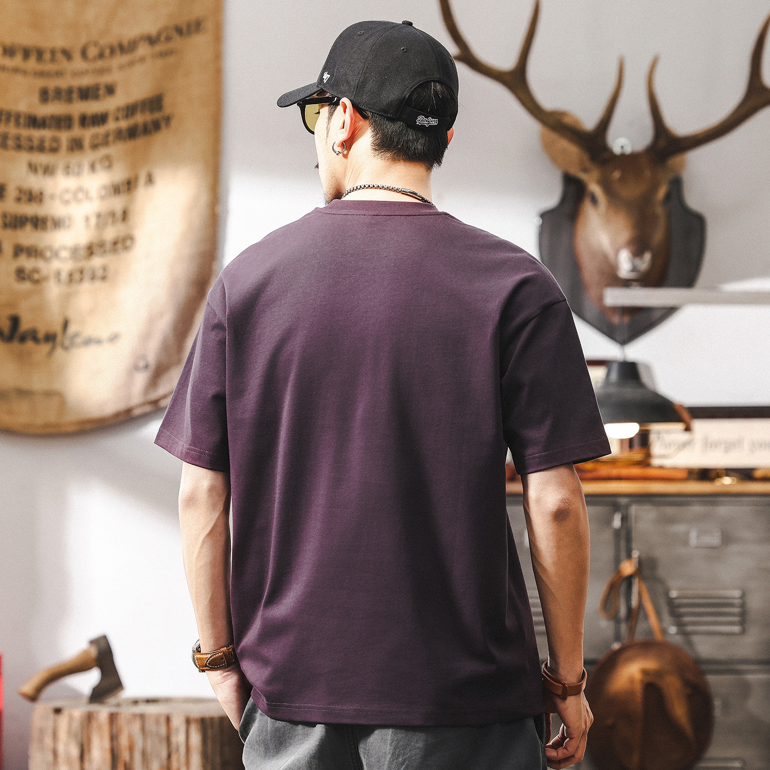 【7A抗菌防蟎涼感】新疆長絨棉短袖T恤男夏季2025新款刺繡上衣男