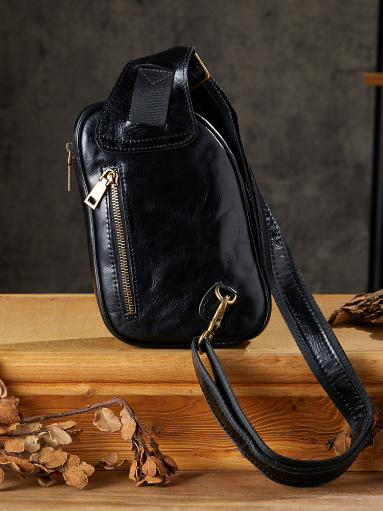 手工原創真皮胸包男士個性單肩斜挎包牛皮時尚小背包休閒百搭男包