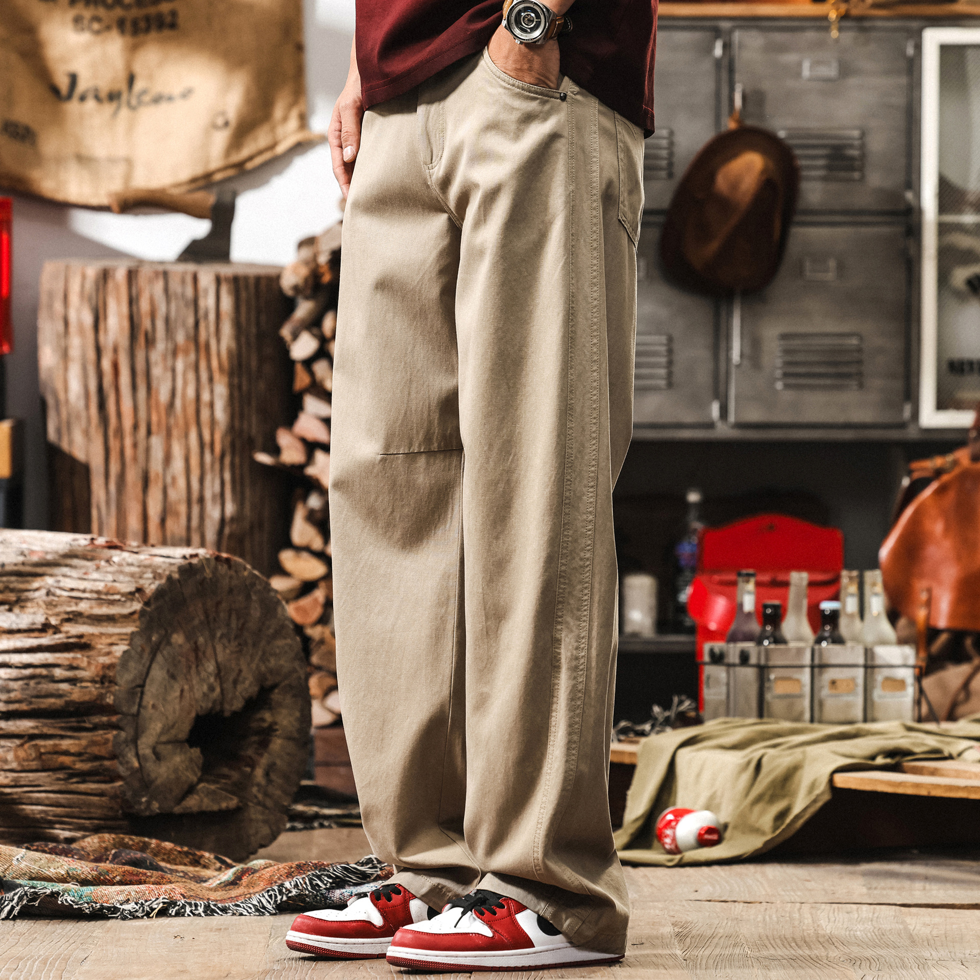 萊賽爾天絲夏季薄款休閒褲男2025新款寬鬆闊腿褲男垂感直筒長褲子