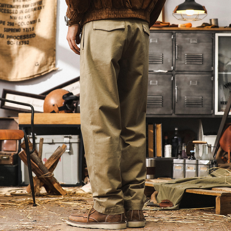 美式復古工裝褲子男秋季潮牌英倫經典古著廓爾格軍褲寬鬆休閒長褲