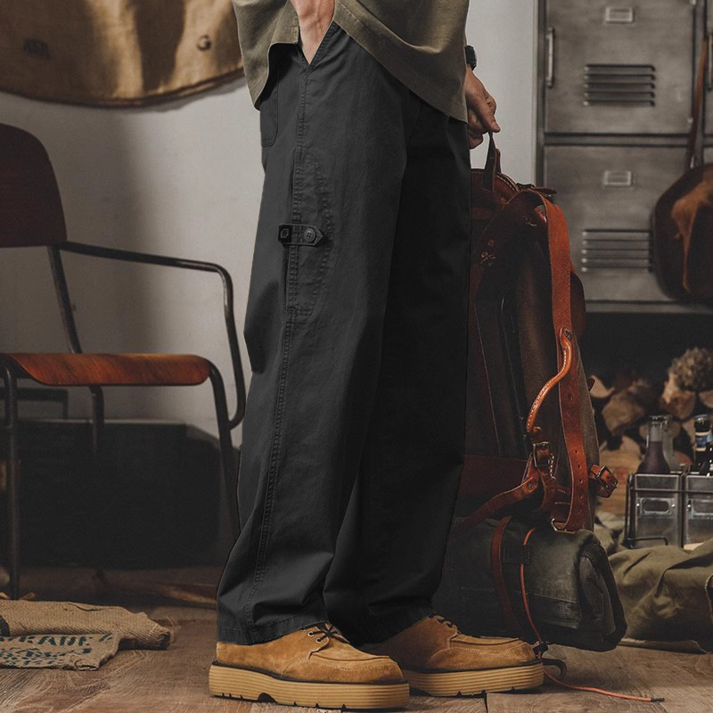 傑雷諾美式工裝褲子男春秋款寬鬆潮牌男士休閒褲秋季闊腿直筒褲男