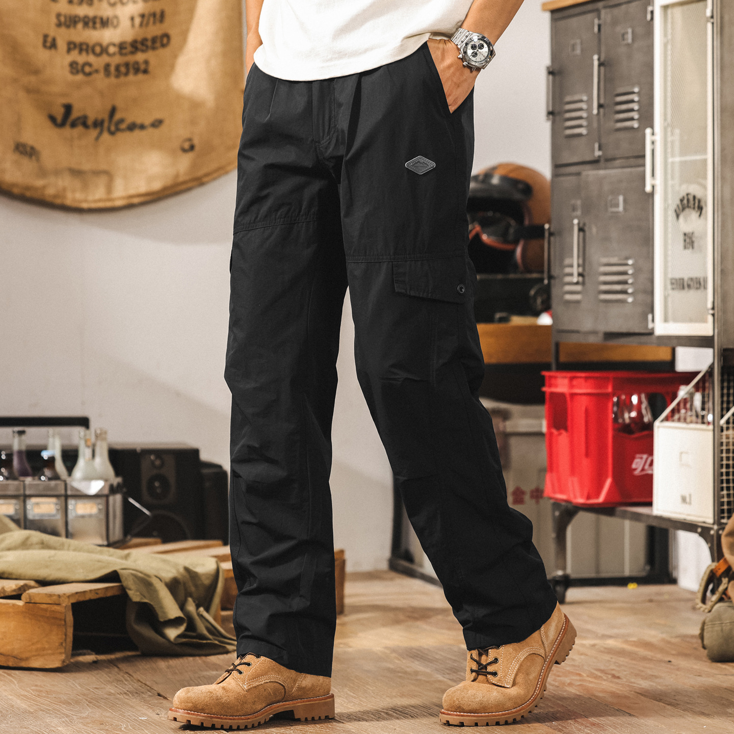 美式山系工裝褲子男夏季新款潮牌戶外機能速幹長褲寬鬆男士休閒褲