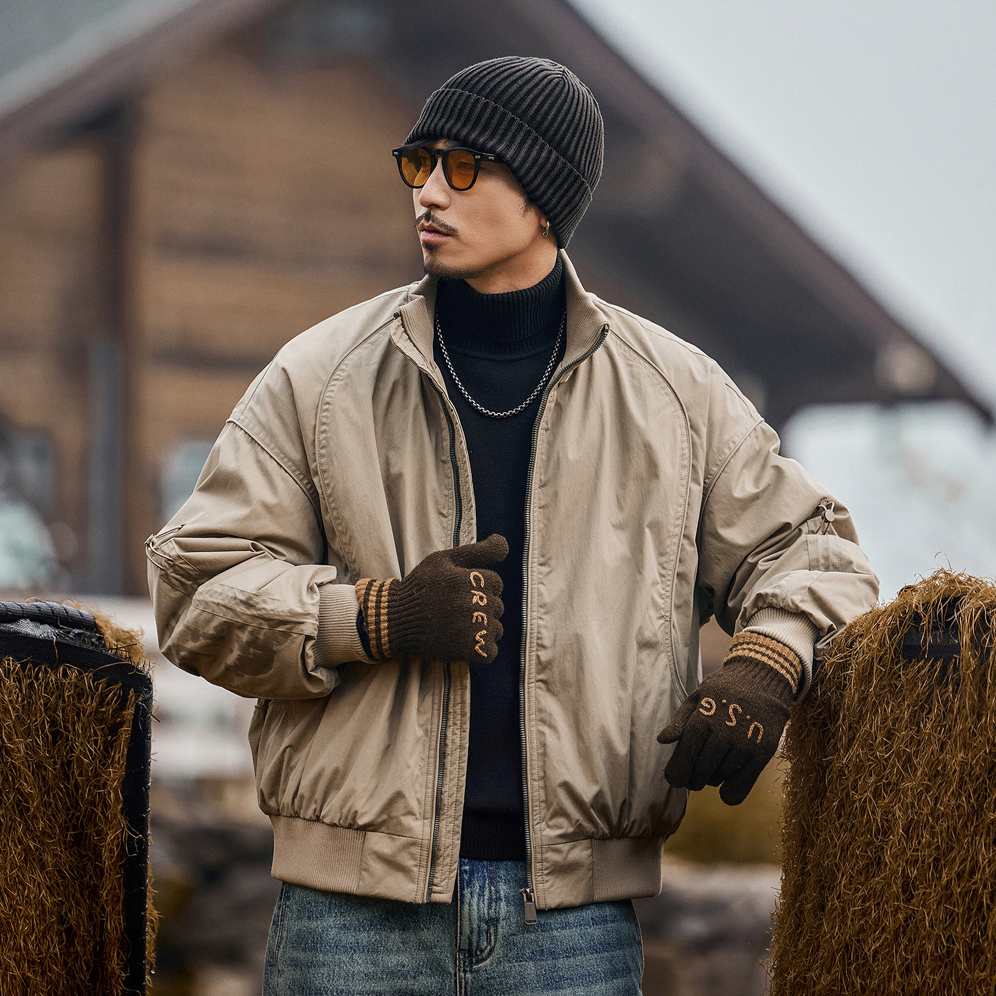 美式復古90白鴨絨蓬鬆工裝羽絨服男款冬季加厚保暖寬鬆飛行員外套