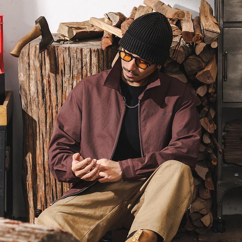 美式復古哈靈頓夾克男春季2025新款潮牌痞帥紅色高級感工裝外套男