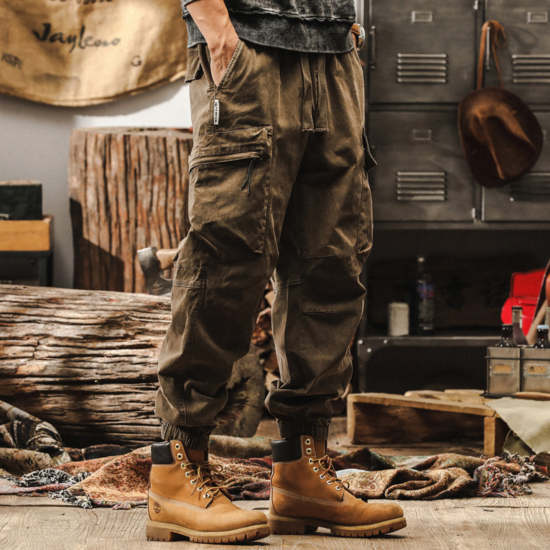 髒染水洗工裝褲子男春季2025新款潮牌寬鬆闊腿褲美式復古休閒長褲