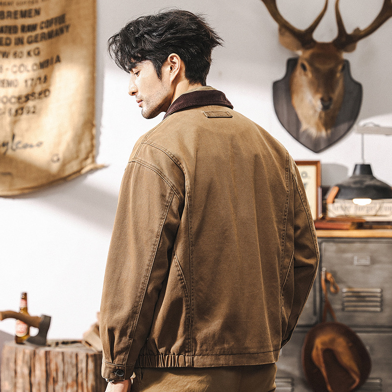 美式復古重磅工裝外套男秋冬款經典N-1甲板服阿美咔嘰休閒夾克男