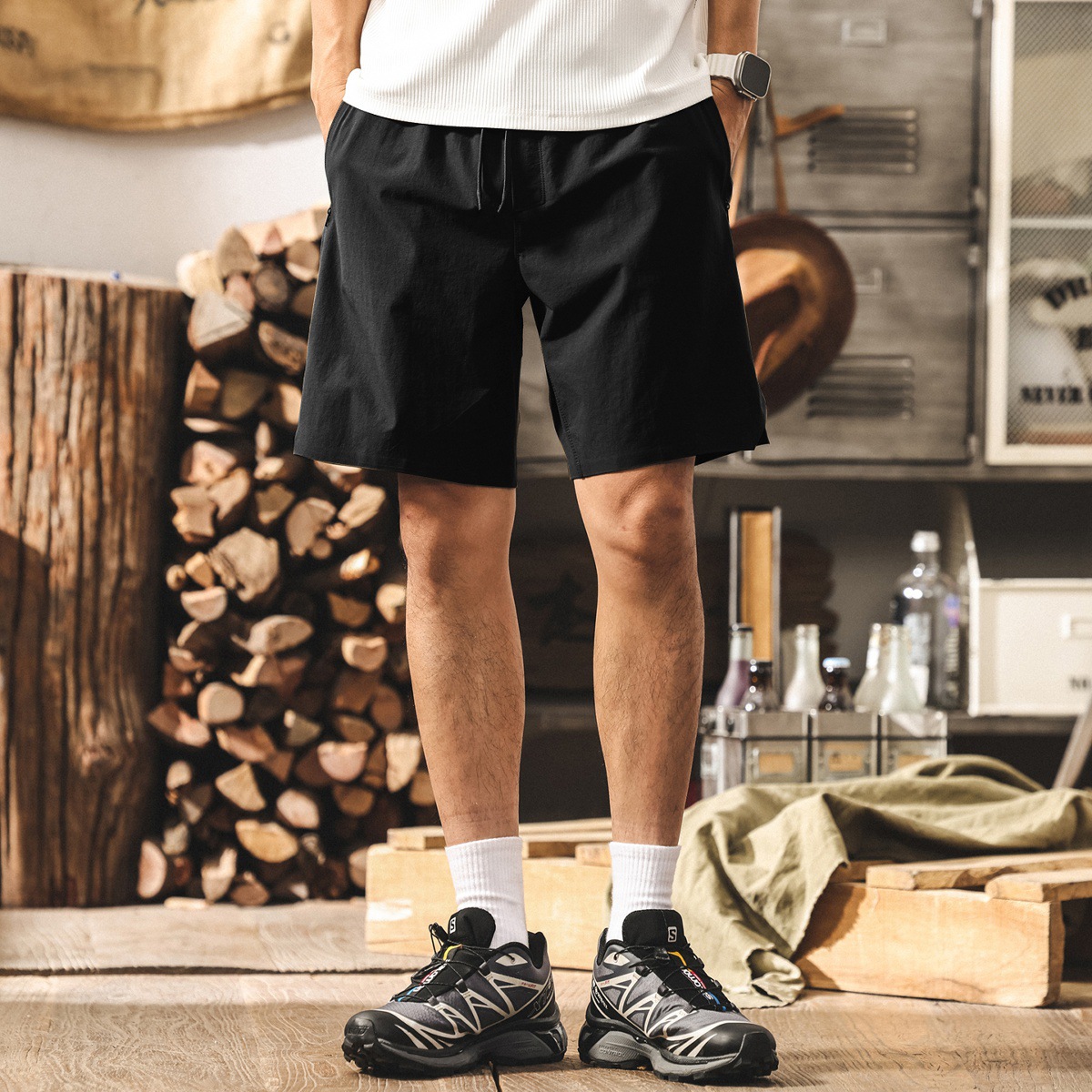 美式復古夏季薄款短褲男2025新款純色時尚潮牌百搭寬鬆透氣男中褲