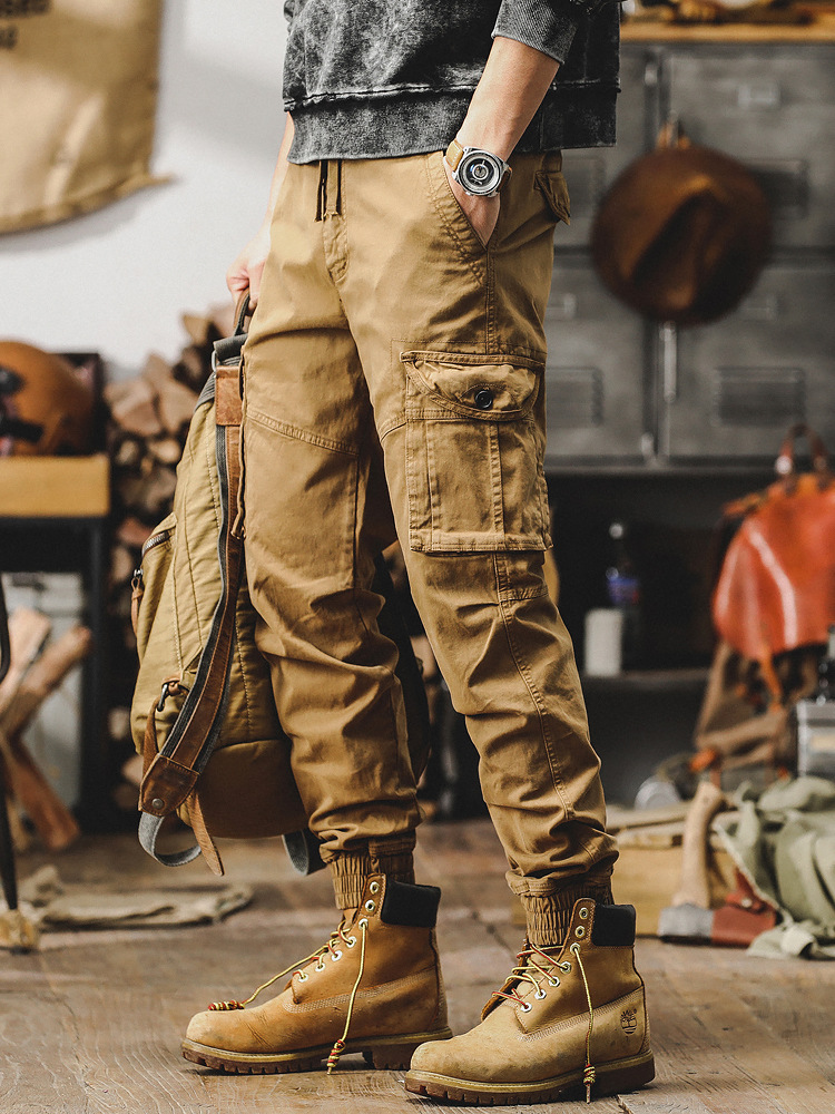 美式復古工裝褲男潮牌2024新款直筒男士春季褲子獵裝戰術休閒褲男