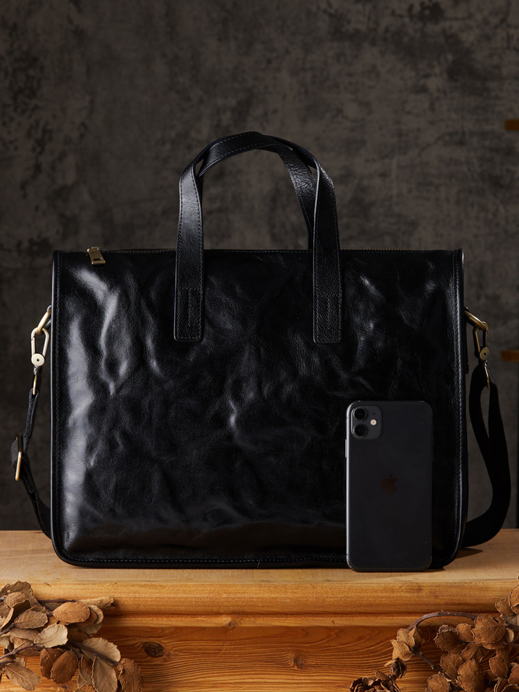 手工植鞣皮手提包男士商務包休閒時尚單肩斜挎包頭層牛皮公文包潮