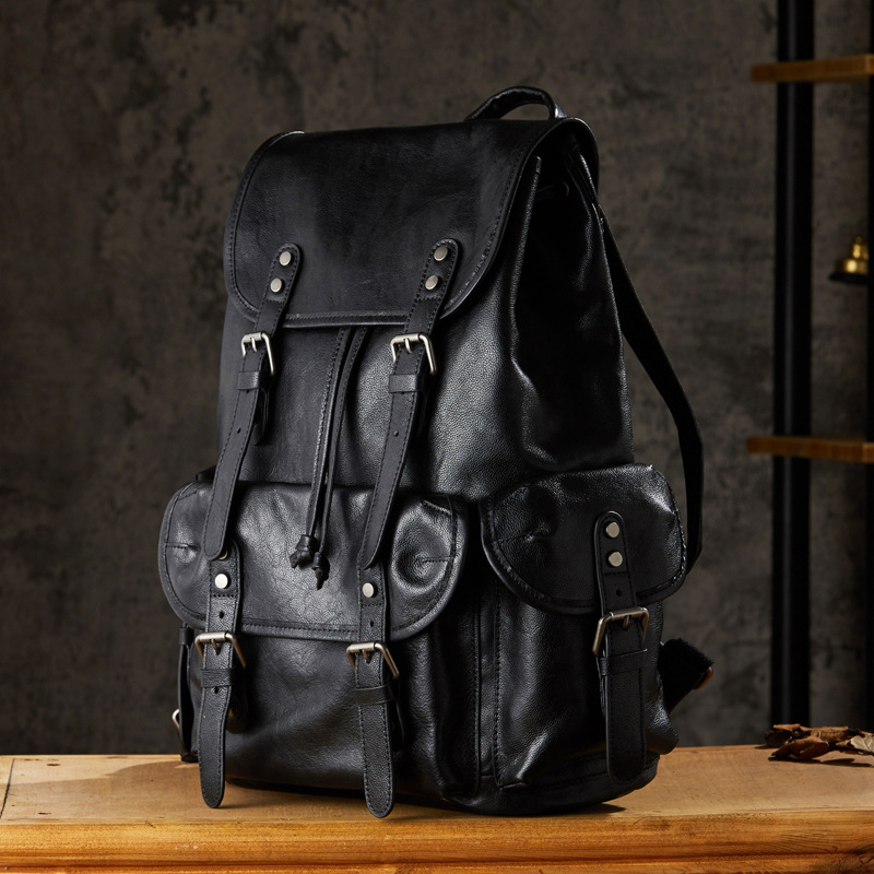 手工植鞣牛皮男士背包雙肩包時尚旅行包頭層牛皮電腦包韓版男包潮