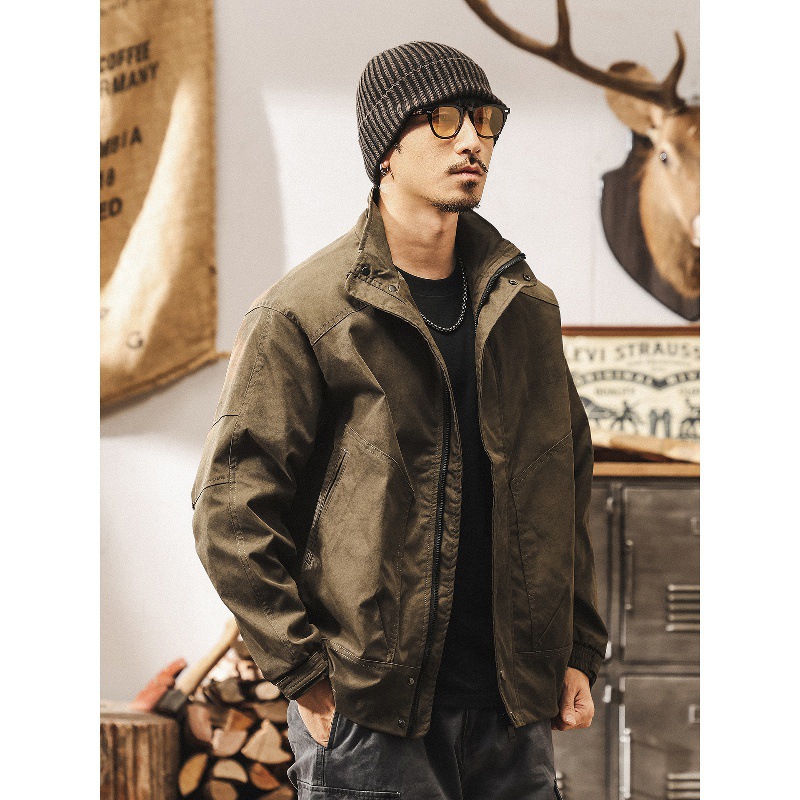 美式復古髒染潮流外套男春秋2025新款戶外防風秋季美拉德工裝夾克