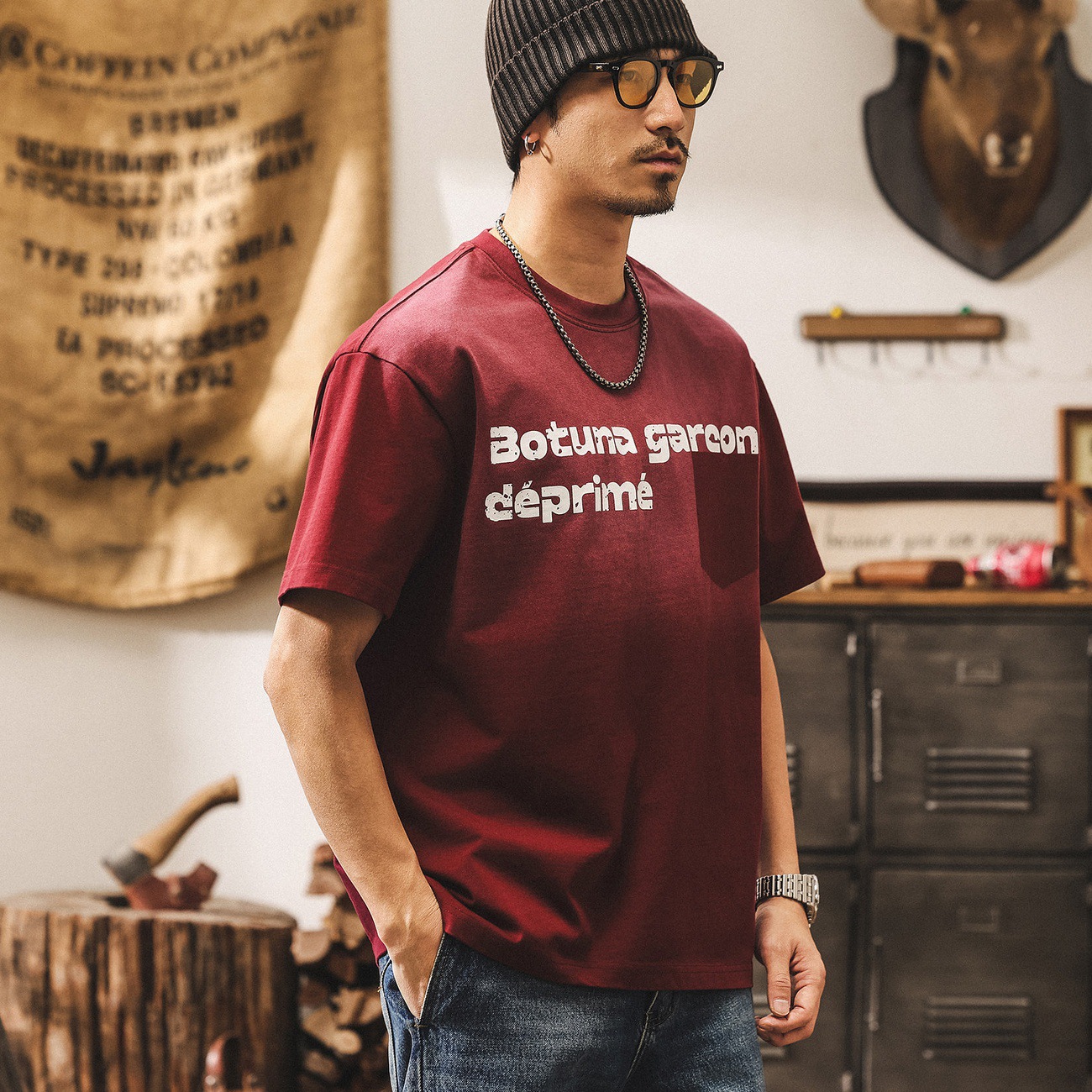 美式復古300g重磅T恤男夏季短袖男士潮流漸變水洗寬鬆上衣男