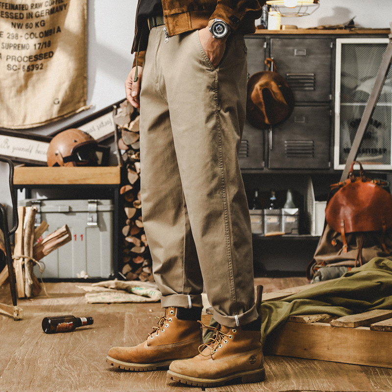 美式復古重磅直筒工裝褲子男秋季2024新款潮牌簡約寬鬆男款休閒褲