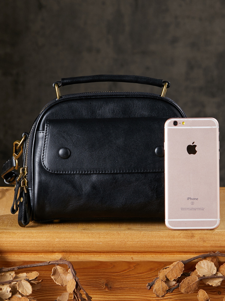 原創手工真皮男包通勤單肩斜挎包頭層植鞣牛皮復古休閒手提背包女