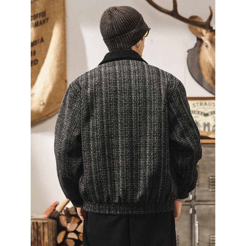 高級感仿羊毛小香風夾克男春秋美式潮流帥氣寬鬆秋冬款燈芯絨外套