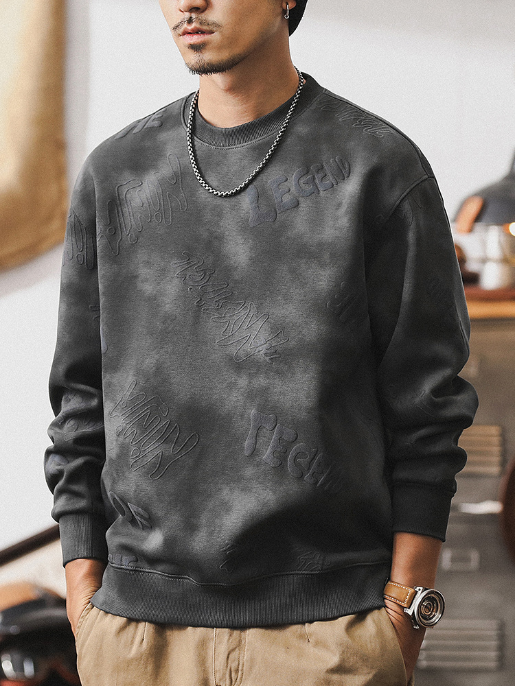 杰雷諾雲染洗褪美式重磅衛衣男秋季2024新款寬鬆復古痞帥上衣男裝